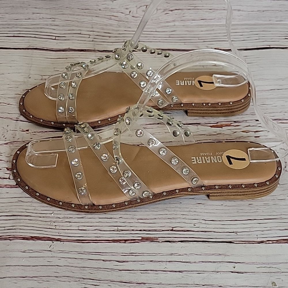 Cushionaire Flats with Clear Straps and Rhinestones Size 7 - Picture 2 of 5